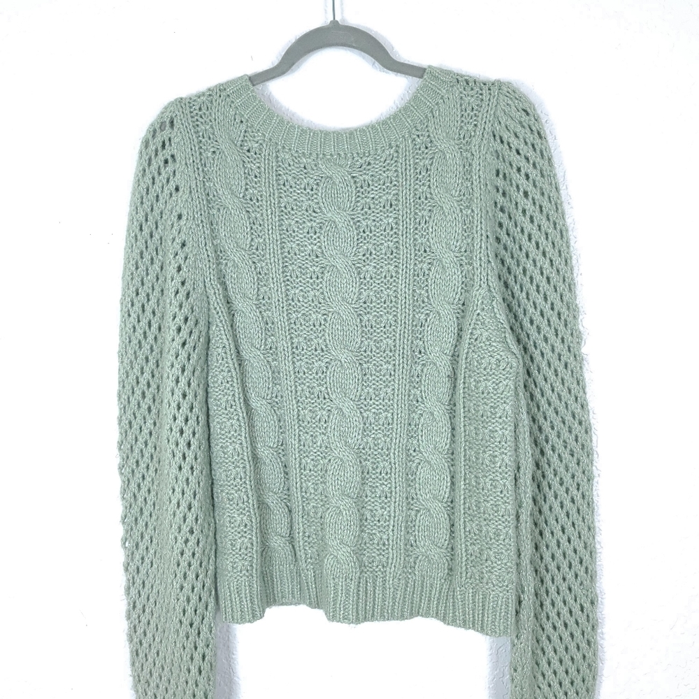 LoveShackFancy Rosie Cabled Knit Cozy Metallic Alpaca Sweater - Picture 6 of 8